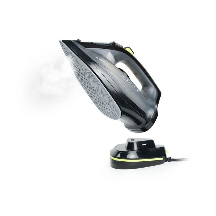 Ferro da stiro a vapore senza filo 2 in 1 Stiron - 2400 W - nero e verde - 32,5x15x13 cm
