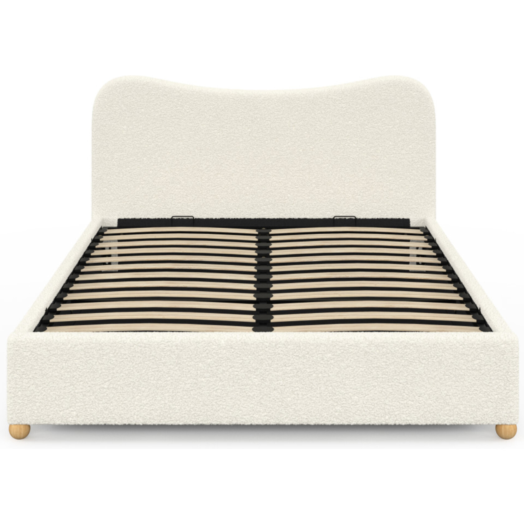 Lit coffre Samy 140x190cm bouclette blanche
