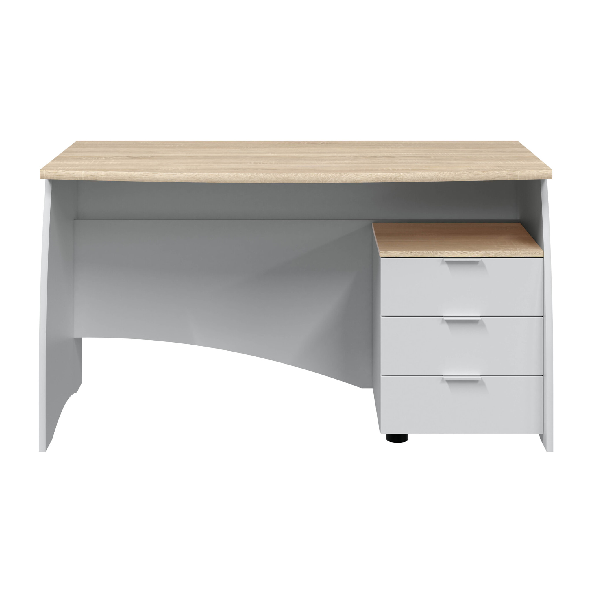 Scrivania con 3 Cassetti Bliss Scrittoio da Studio o Ufficio Mobile Desk da Soggiorno Sala da Pranzo 136 x 74 x 67 cm Colore Bianco e Rovere