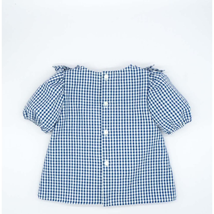 BLUSA VON VOLANTES VICHY AZUL