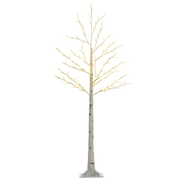 HOMCOM Árbol Sintético Altura 150 cm con 120 Luces LED IP44 Ajustable en 3 Modos Ramas Flexibles y Base Lámpara de Árbol Decoración Navidad para Interiores 20x20x150 cm Blanco