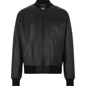 PHILIPP PLEIN Leather Bomber Dragon Skull