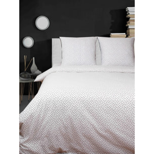 Housse de couette + taie(s) oreiller "Points" 100% coton imprimé.