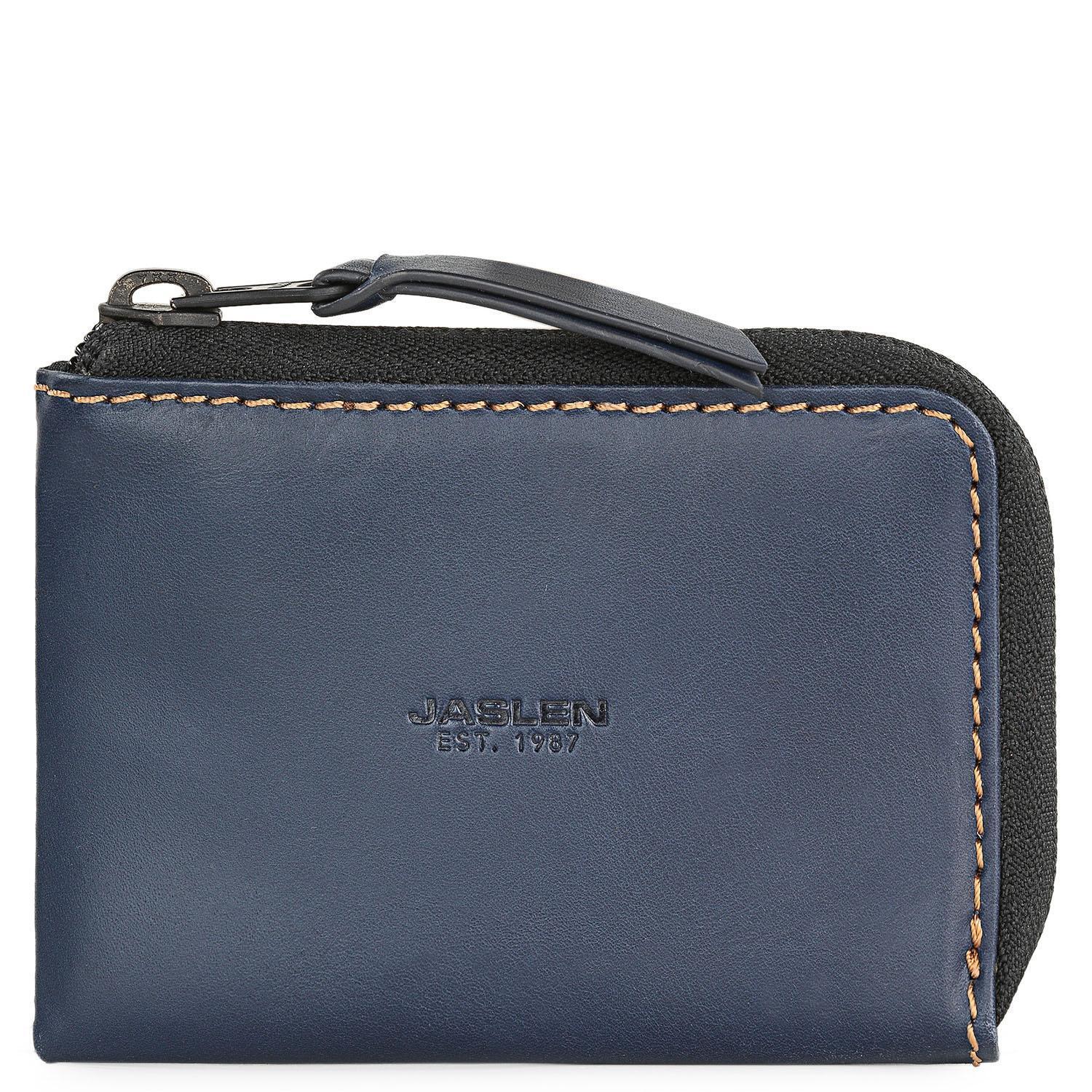 Monedero Piel Hombre Jaslen Lyon Azul Marino-Camel