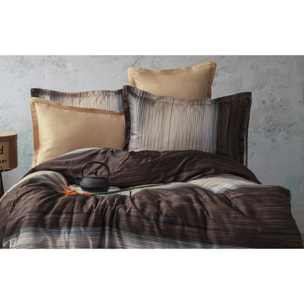 Parure housse de couette 240x220 cm et 2 taies d'oreiller 63x63cm satin de coton imprimé