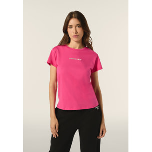 T-shirt donna girocollo in jersey con piccola stampa