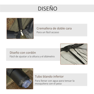 Mosquitera para Sombrillas de Jardín Ø3 m Cubierta de Red de Parasol con Cremallera y Tubo Rellenable de Agua para Terraza Balcón Exterior Negro