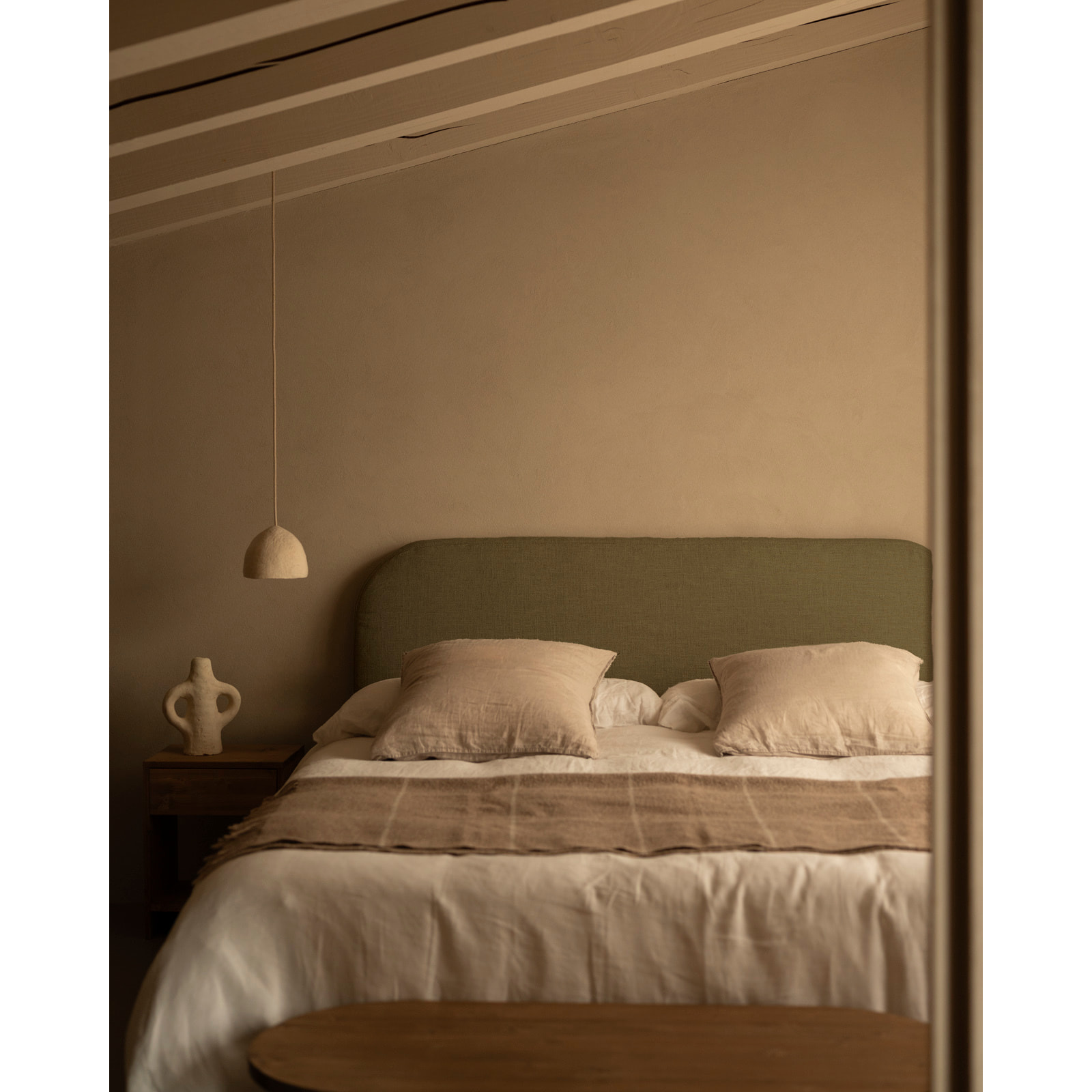 Housse de tête de lit en lin vert en différentes tailles