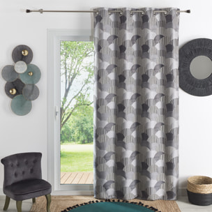 Rideau d'ameublement à jacquard arrondi - Gris clair