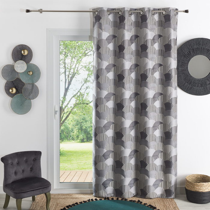 Rideau d'ameublement à jacquard arrondi - Gris clair