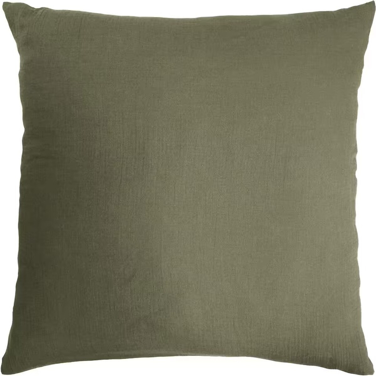 Taie d'oreiller 100 % gaze de coton kaki