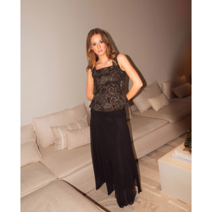 Corpiño de tirantes en brocado elástico de mujer