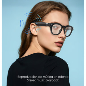 Occhiali intelligenti Q8. Con fotocamera da 8MPX, traduttore Ai in tempo reale, riconoscimento fotografico intelligente, controllo della musica e delle chiamate.