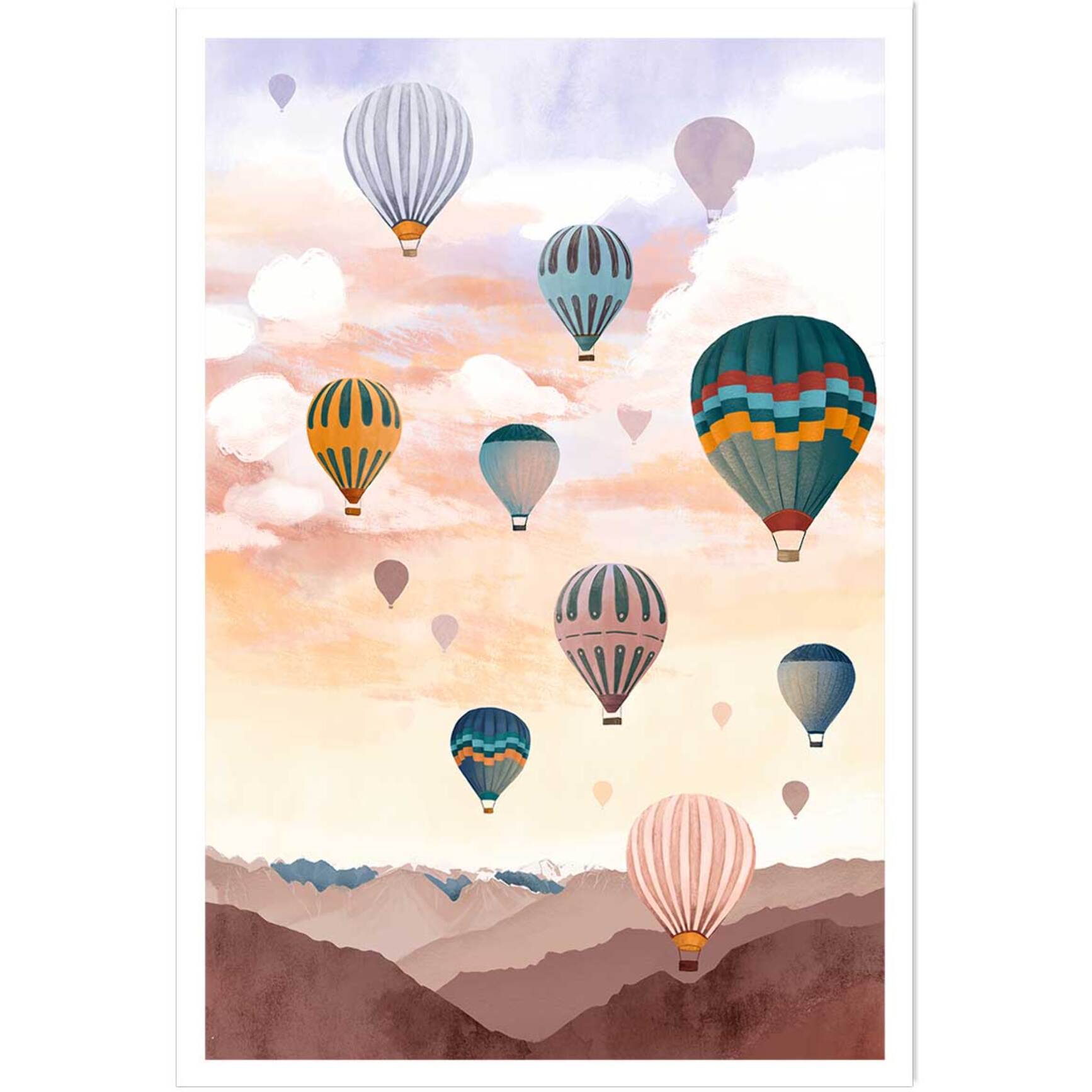 Affiche enfant ciel de montgolfière  Affiche seule