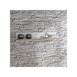 Etagère murale 205cm en bois effet chêne clair blanchi - ILONA