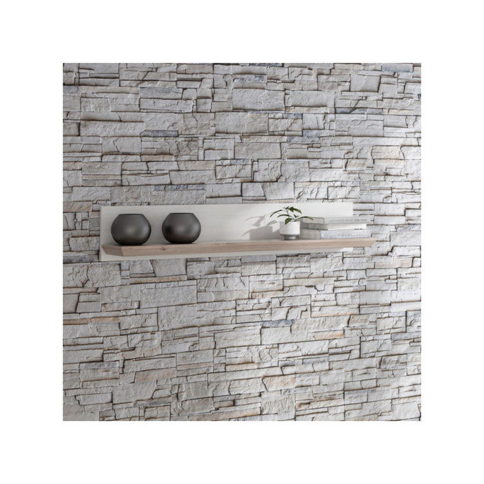 Etagère murale 205cm en bois effet chêne clair blanchi - ILONA