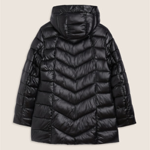 Piumino donna trapuntato con cappuccio e bottoni a pressione