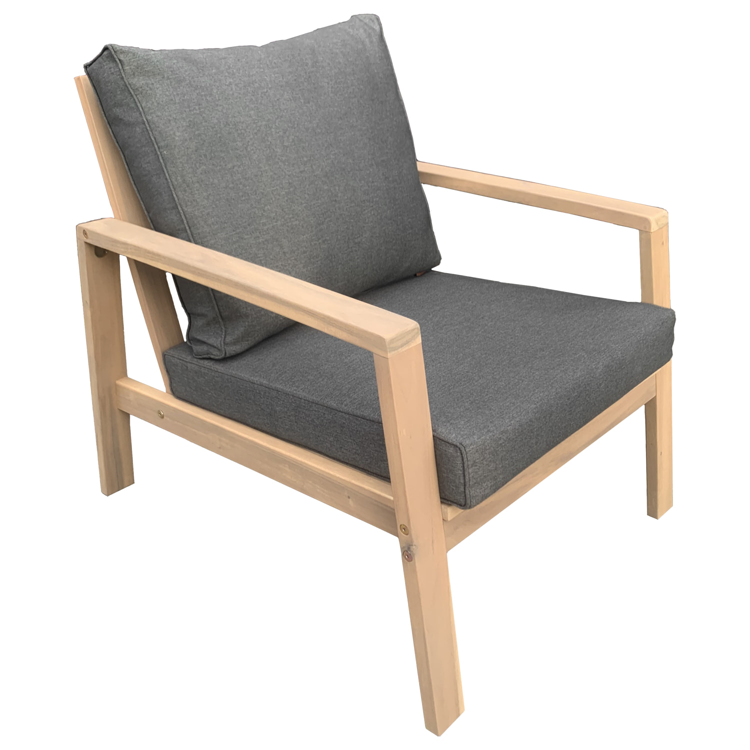 Salon de jardin en acacia 4 places GILI - coussins gris