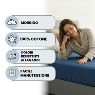 LENZUOLO SOTTO CON ANGOLI MAX COLOR, 100% COTONE MADE IN ITALY