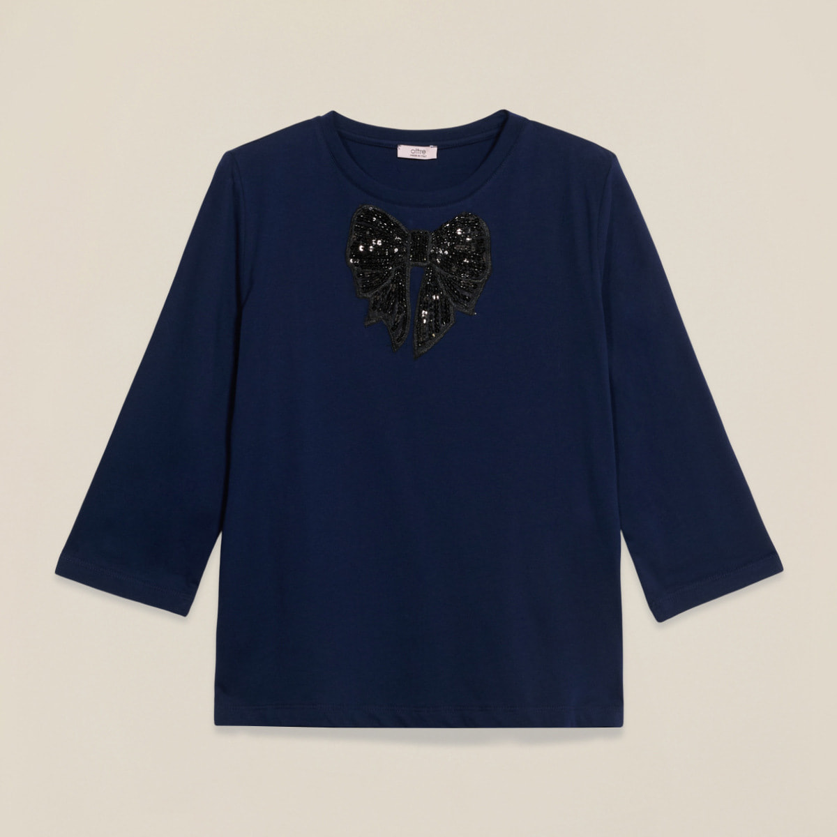 Oltre - Camiseta de jersey con parche de lentejuelas - Azul