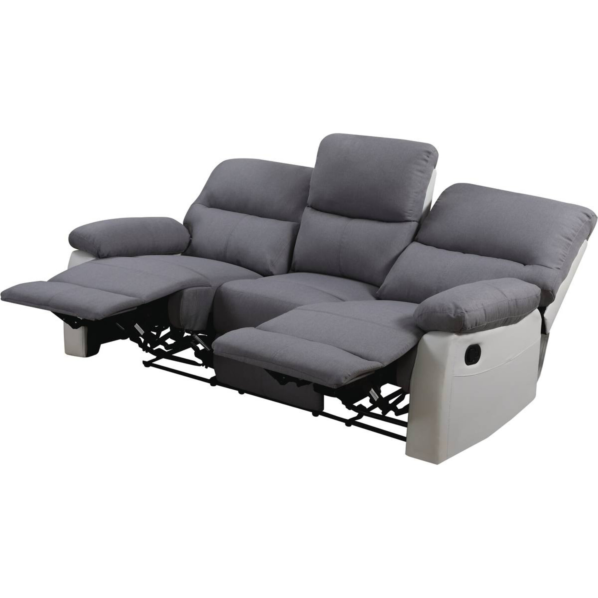 Canapé relax "Lincoln" - 197 x 89 x 103 cm - 3 places - Blanc / Gris clair