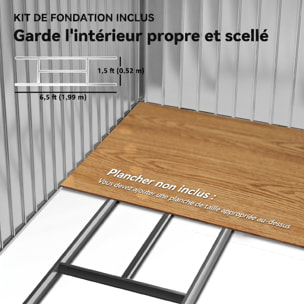 Abri de jardin cabanon porte verrouillable - dim. 213L x 130l x 185H cm - tôle d'acier gris alu