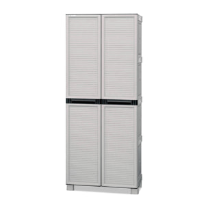 Armadio da esterno Allain, Mobile multiuso, Armadio per lavanderia, Armadietto outdoor, 100% Made in Italy, Grigio chiaro, 70x39h172 cm