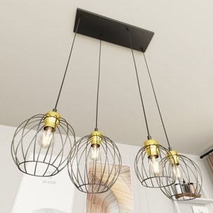 Lampada a sospensione Nando in acciaio nero e oro