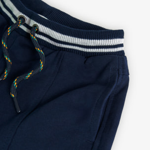 Bermudas niÃ±o, felpa, estampado, azul marino