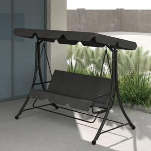 Columpio de Jardín Exterior de 3 Plazas Balancín de Jardín Exterior con Toldo Ajustable Reposapiés Retráctil y Cojines Carga 330 kg 200x127x170 cm Gris