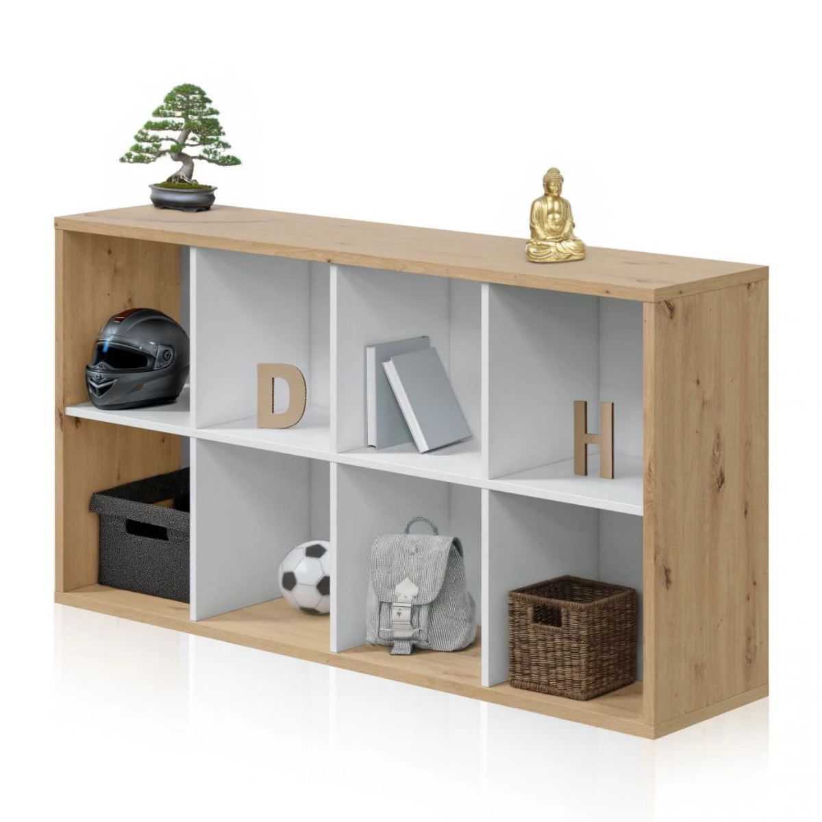 Estantería Dess Blanco Artik (Blanco Mate) - Roble Nodi