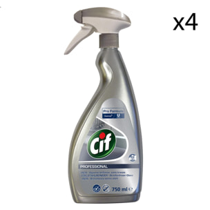 4x Cif Professional Acciaio Inox Detergente Spray - Flacone da 750ml