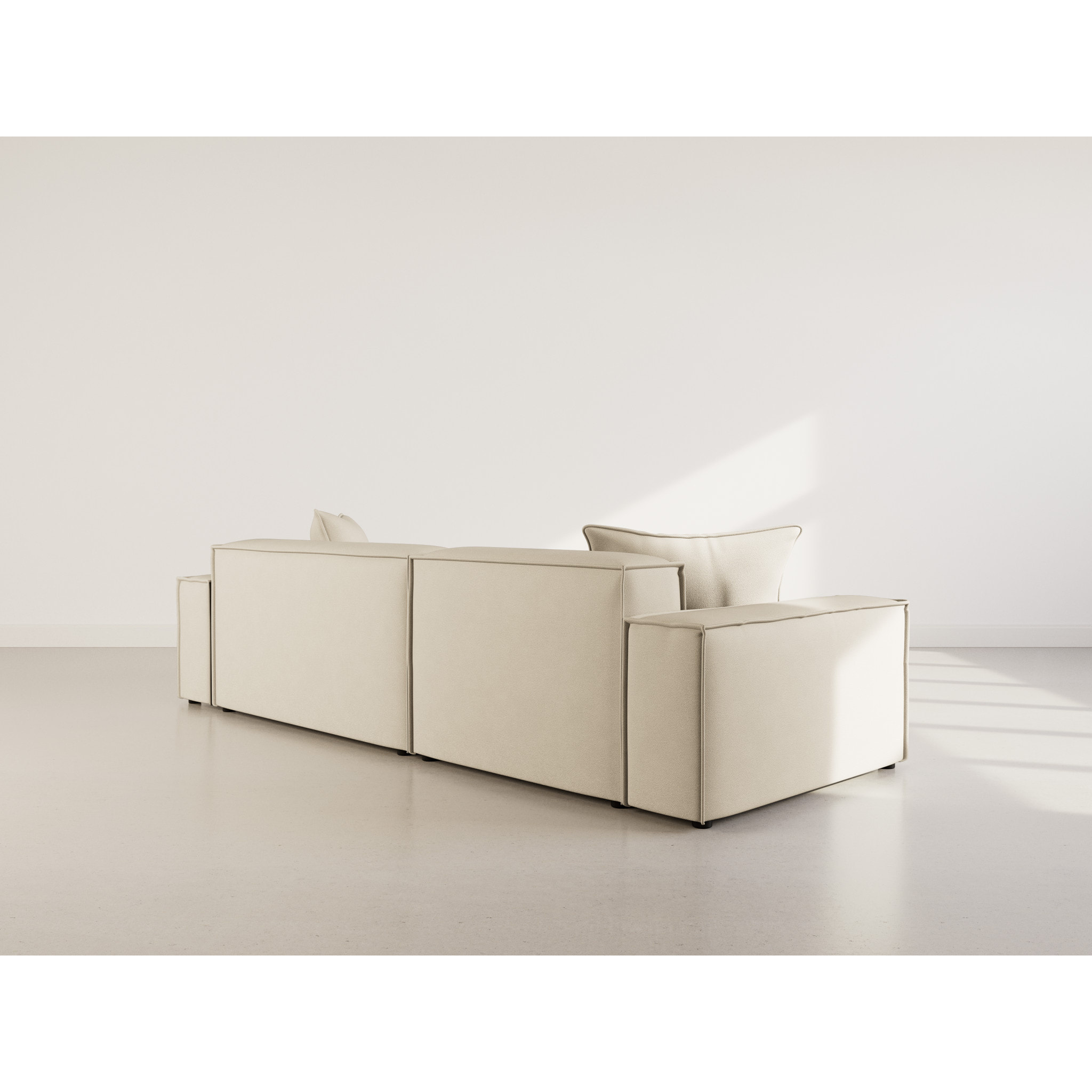 Atlas - Canapé d'angle réversible 4 places en velours texturé - Beige