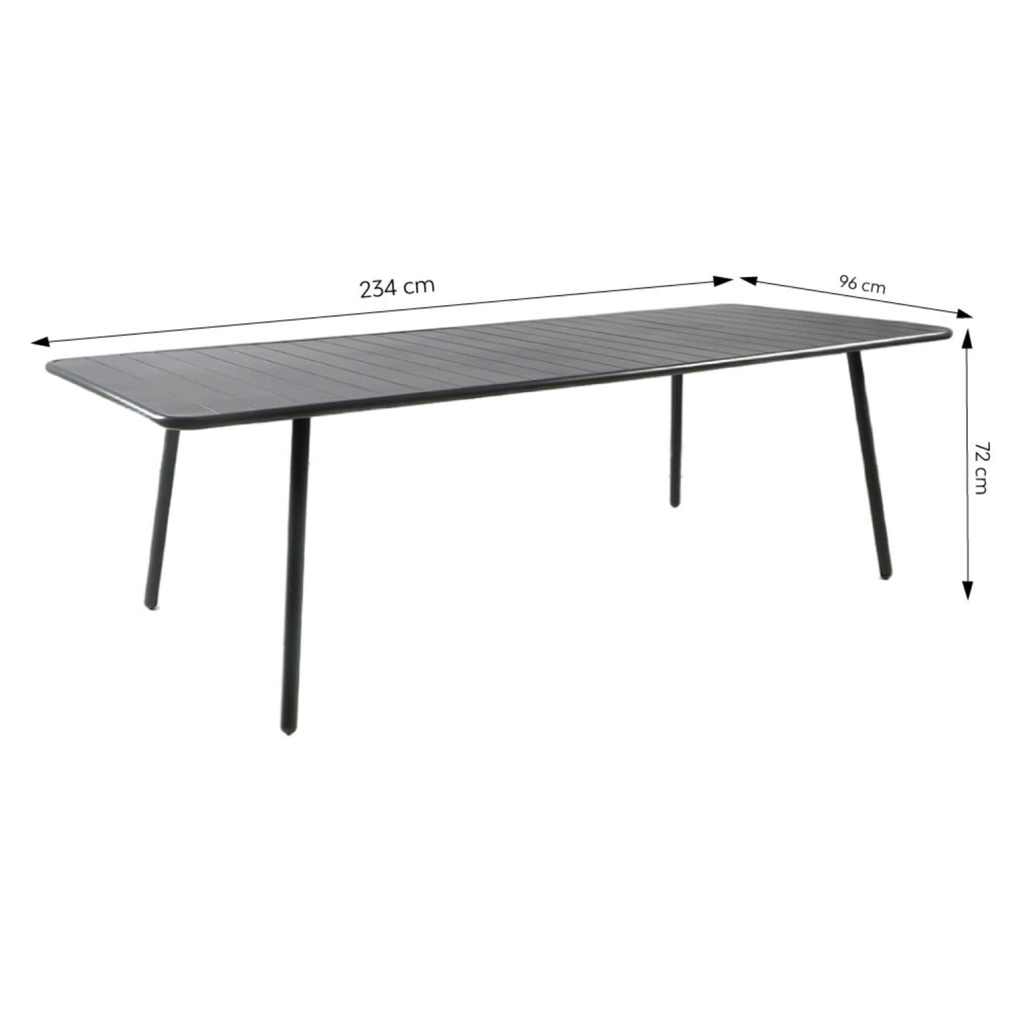 EVORA Table de jardin 10/12 places 234cm gris foncé
