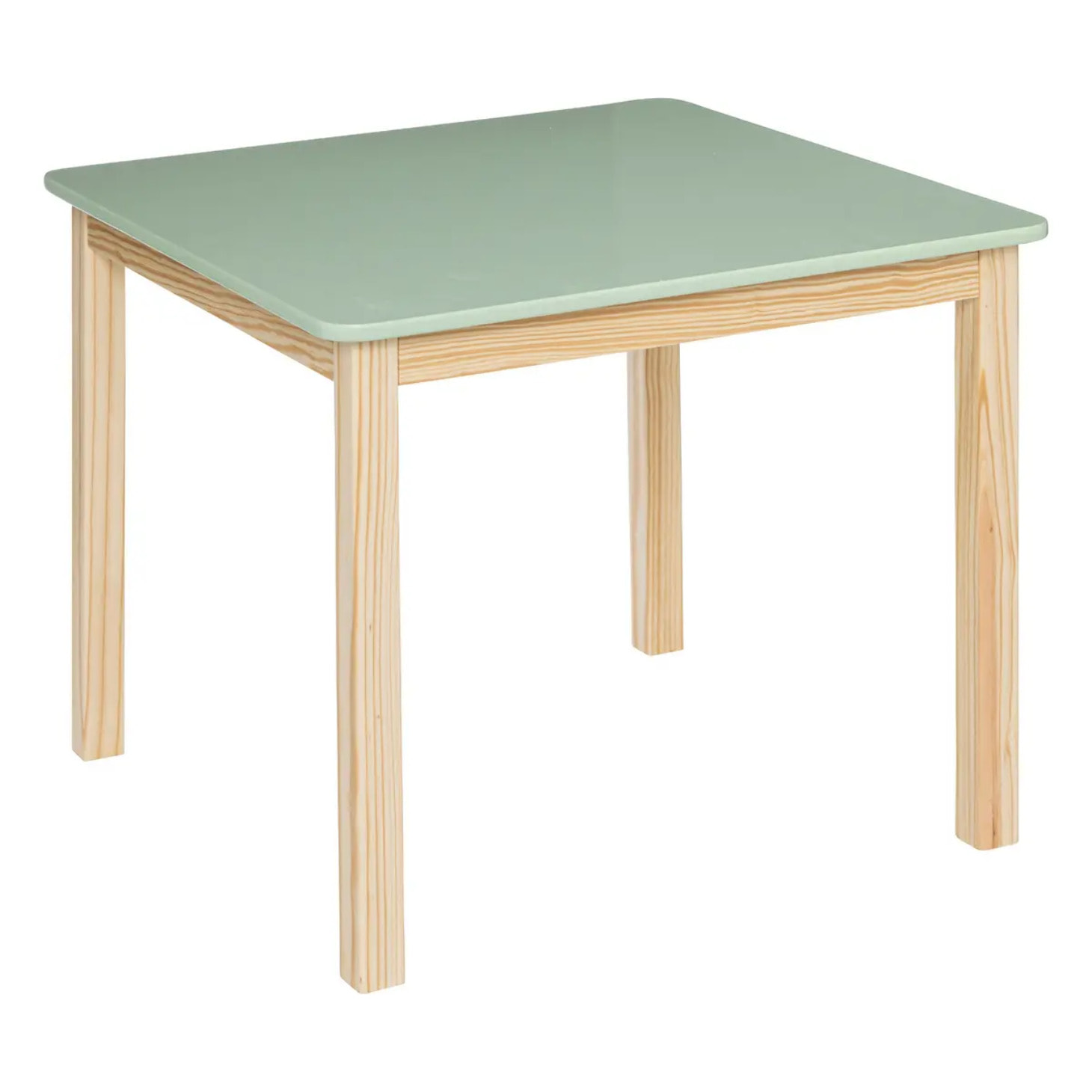 Table "Classic" en pin & bois 60x60cm vert