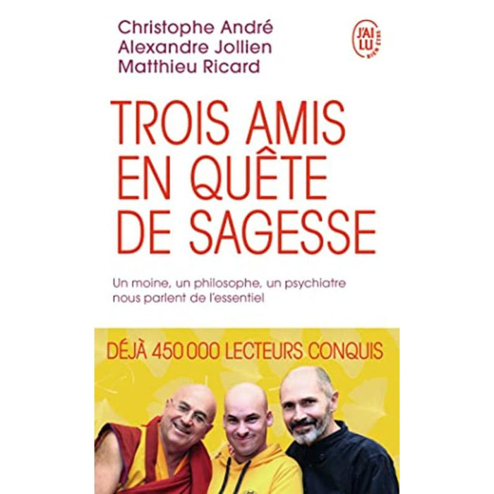 André,Christophe | Trois amis en quête de sagesse: Un moine, un philosophe, un psychiatre nous parlent de l’essentiel | Livre d'occasion