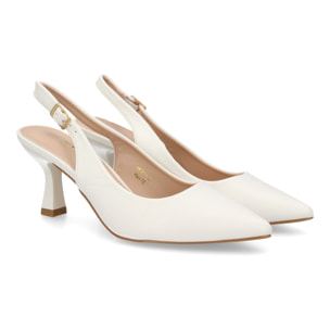Zapato salón destalonado para mujer con tacón y punta fina