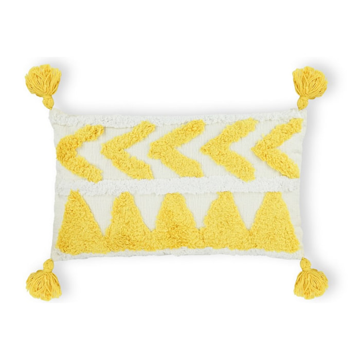 Cuscino bianco e giallo in tessuto jacquard 30x50 - Prism