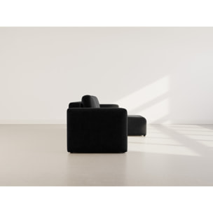 Canopy - canapé d'angle réversible 4 places convertible avec coffre en velours côtelé - Noir