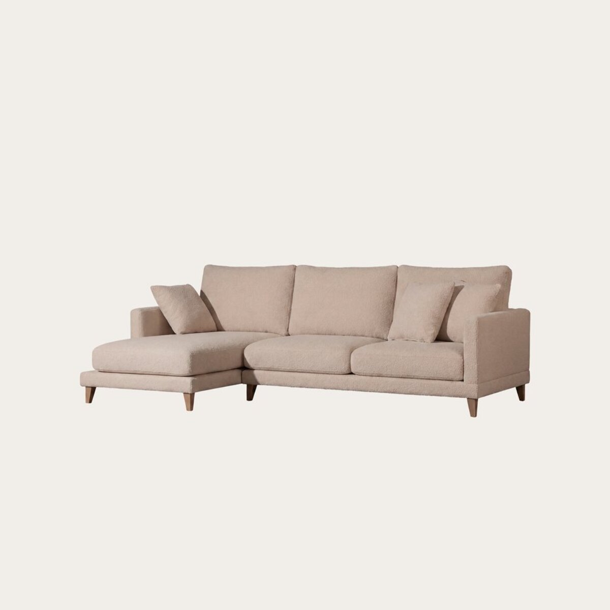 Canapé d'angle Dafne -textile, mousse pu, bois, panneau de particules-couleur beige 275 x 90 x 160 cm