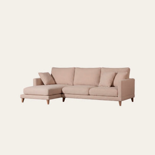 Canapé d'angle Dafne -textile, mousse pu, bois, panneau de particules-couleur beige 275 x 90 x 160 cm