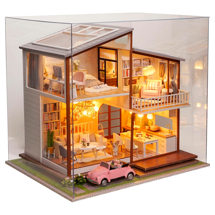 Hogar Tiempo Lento. Maqueta 3D realista con gran detalle, cubierta antipolvo y luces led.