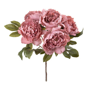 Peonia Con 5 Fiori. Altezza 50 Cm - Pezzi 3 - 20X50X20cm - Colore: Rosa - Bianchi Dino - Fiori Artificiali