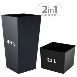 Juego macetas urbi: alta 49 litros color antracita y 26,6 litros color blanco