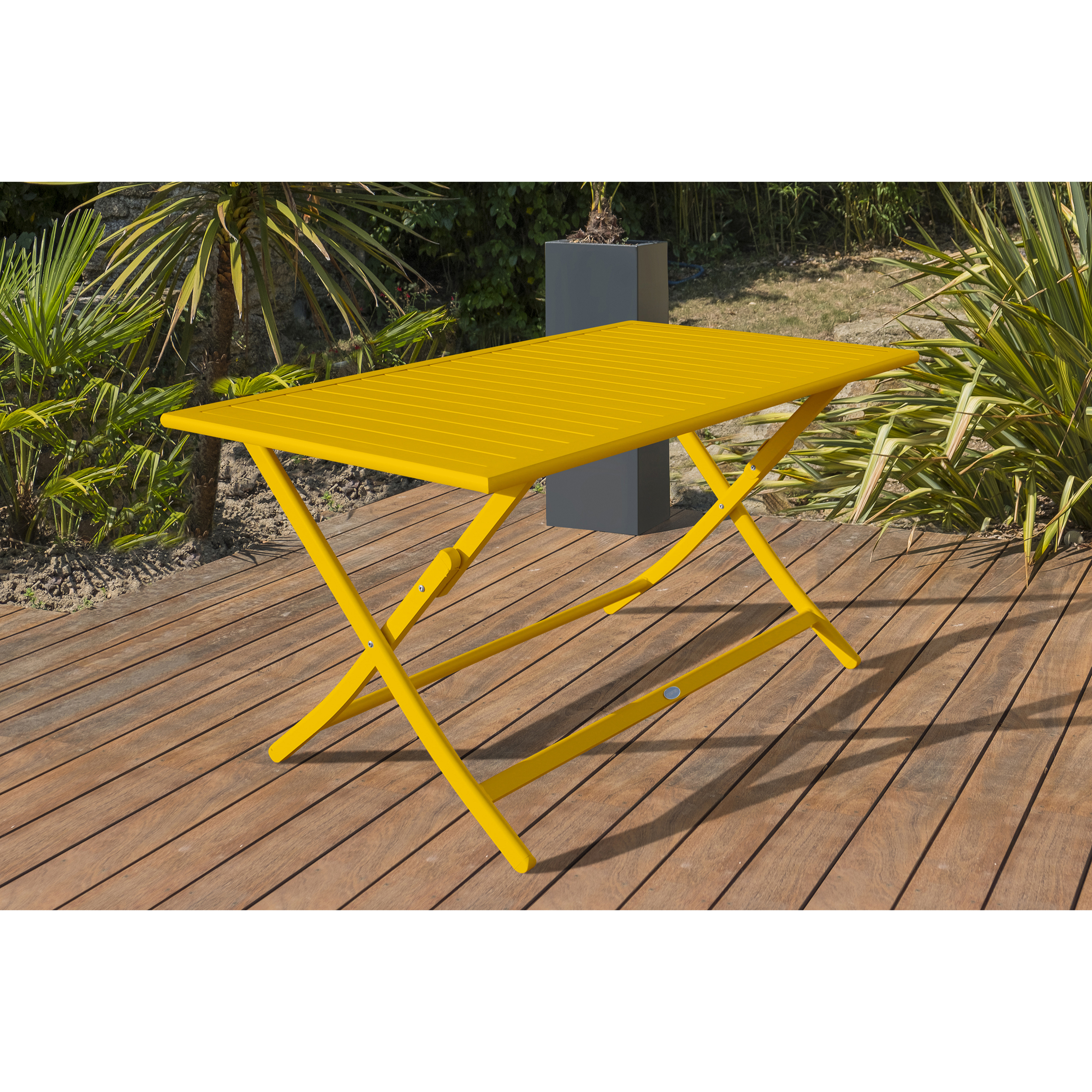 MARIUS - Table de jardin pliante en aluminium moutarde