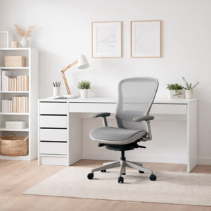 Scrivania moderna con 4 Cassetti e 1 cassettone centrale Ufficio Mobile Desk 120 x 55 x 75 cm  bianco lucido