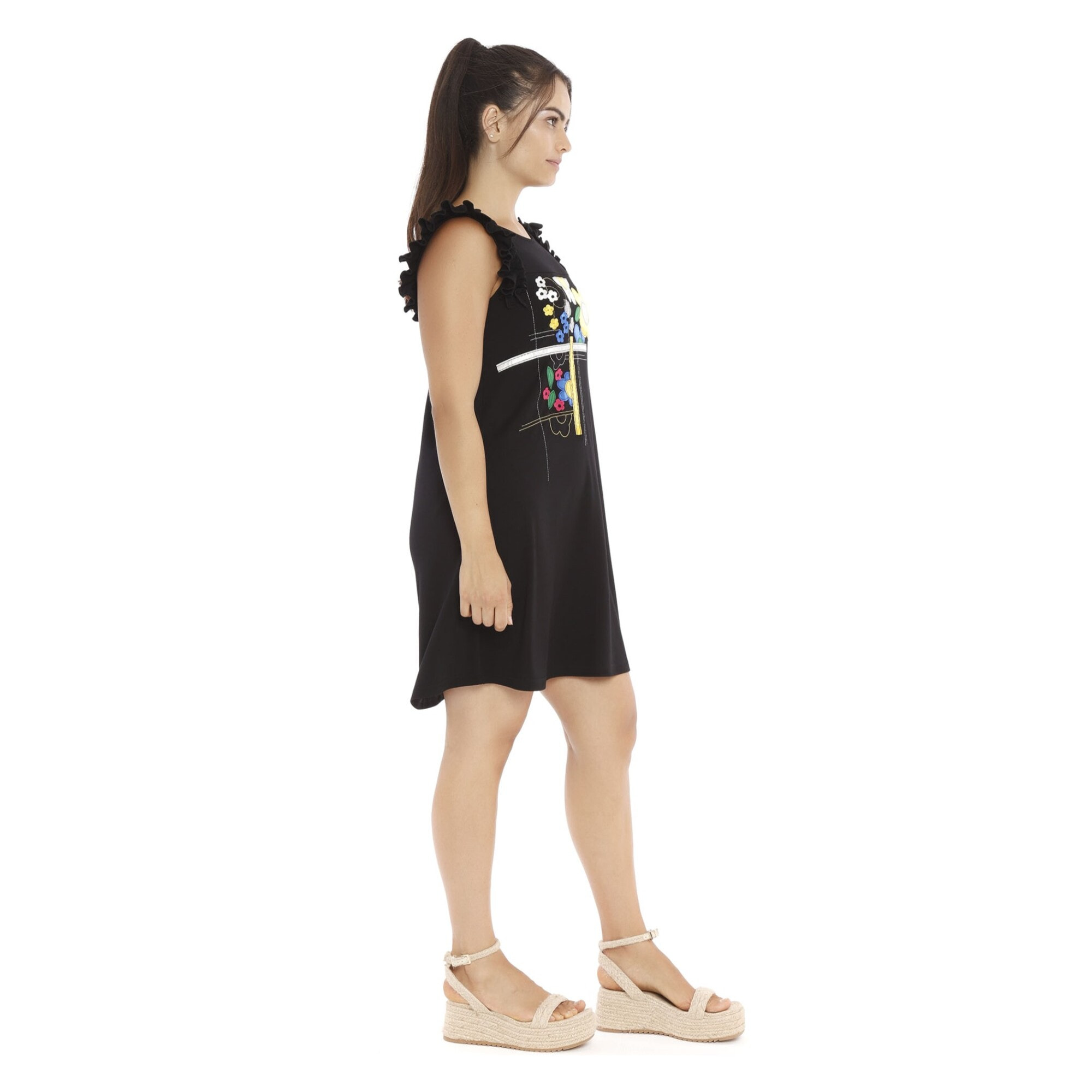 Mamatayoe Vestido Adansonia Para Mujer, Escote Redondo, Negro