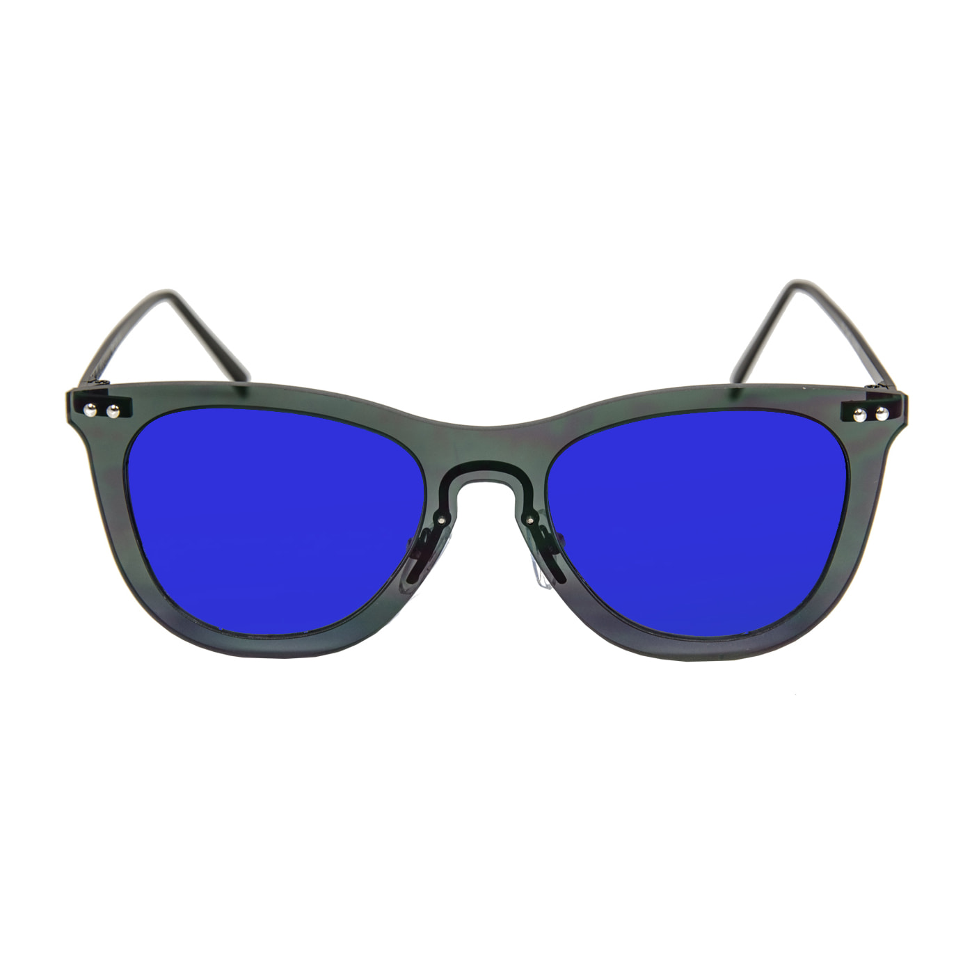 Gafas de sol OCEAN GENOVA - Negro transparente / De espejo azul y patillas de metal negro mate