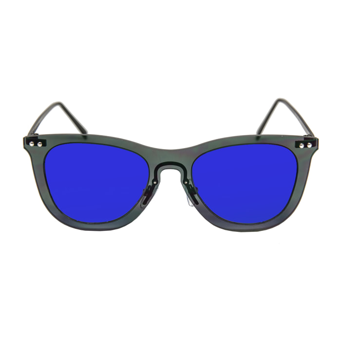 Gafas de sol OCEAN GENOVA - Negro transparente / De espejo azul y patillas de metal negro mate