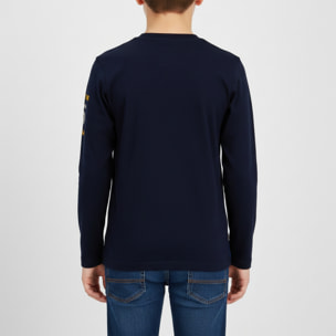 T-shirt maniche lunghe con fasce diagonali e logo applicato